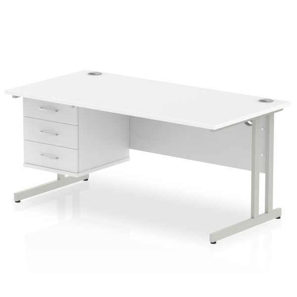 Pulse 1600mm Cantilever Straight Desk With Single Fixed Pedestal - Image 43
