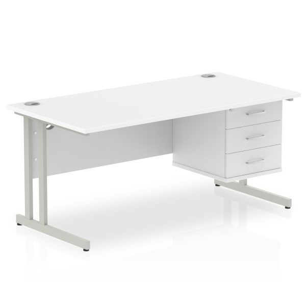 Pulse 1600mm Cantilever Straight Desk With Single Fixed Pedestal - Image 44
