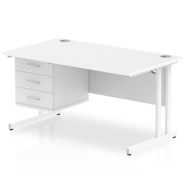 Pulse 1400mm Cantilever Straight Desk With Single Fixed Pedestal - Image 12