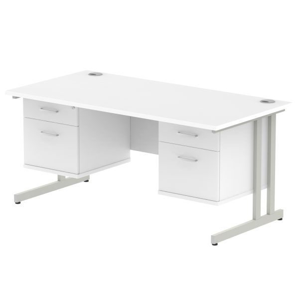 Pulse 1600mm Cantilever Straight Desk With Two Fixed Pedestal - Image 44