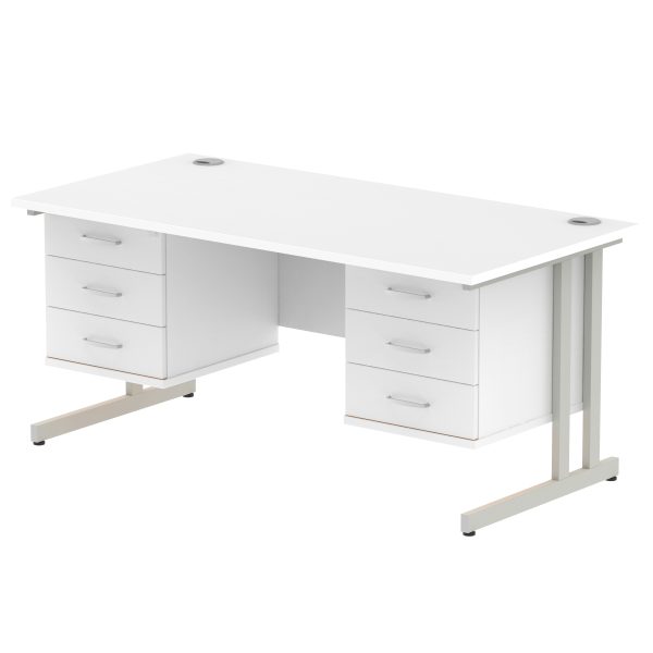 Pulse 1600mm Cantilever Straight Desk With Two Fixed Pedestal - Image 45