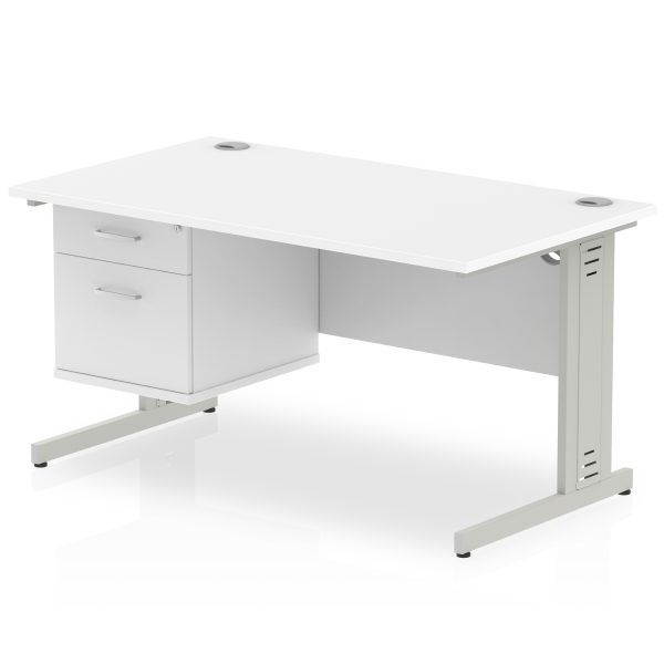 Pulse 1400mm Cable Managed Straight Desk With Single Fixed Pedestal - Image 21