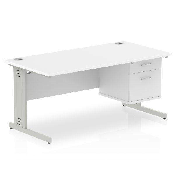 Pulse 1600mm Cable Managed Straight Desk With Single Fixed Pedestal - Image 38