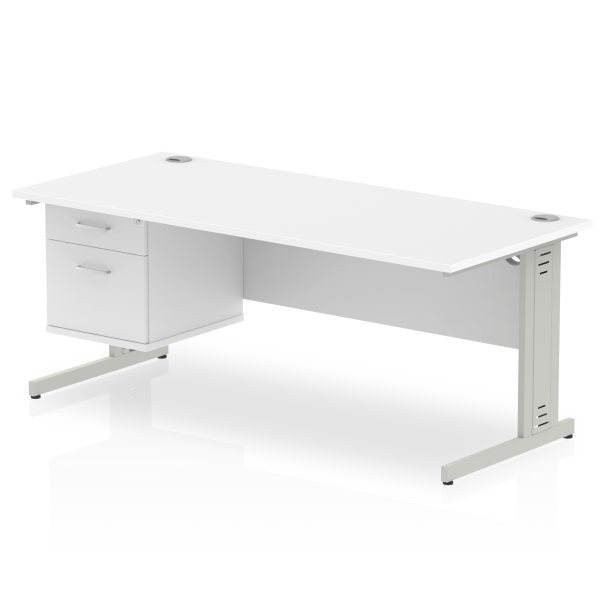 Pulse 1800mm Cable Managed Straight Desk With Single Fixed Pedestal - Image 37