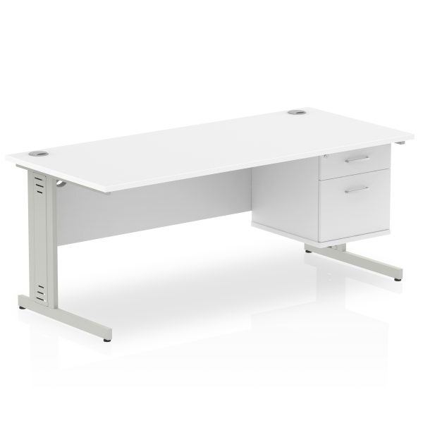 Pulse 1800mm Cable Managed Straight Desk With Single Fixed Pedestal - Image 38