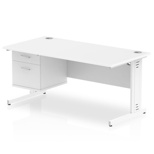 Pulse 1600mm Cable Managed Straight Desk With Single Fixed Pedestal - Image 41