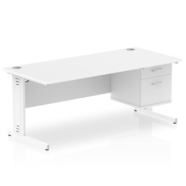 Pulse 1800mm Cable Managed Straight Desk With Single Fixed Pedestal - Image 40
