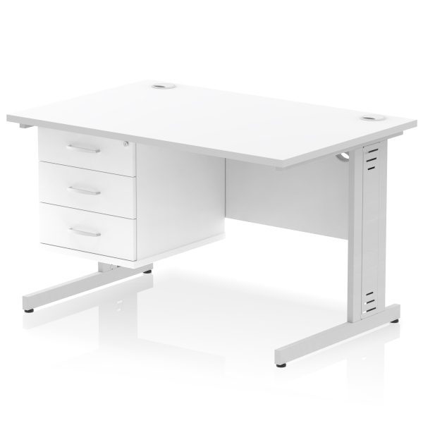 Pulse 1200mm Cable Managed Straight Desk With Single Fixed Pedestal - Image 22