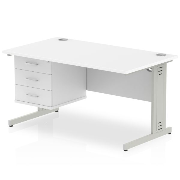 Pulse 1400mm Cable Managed Straight Desk With Single Fixed Pedestal - Image 22