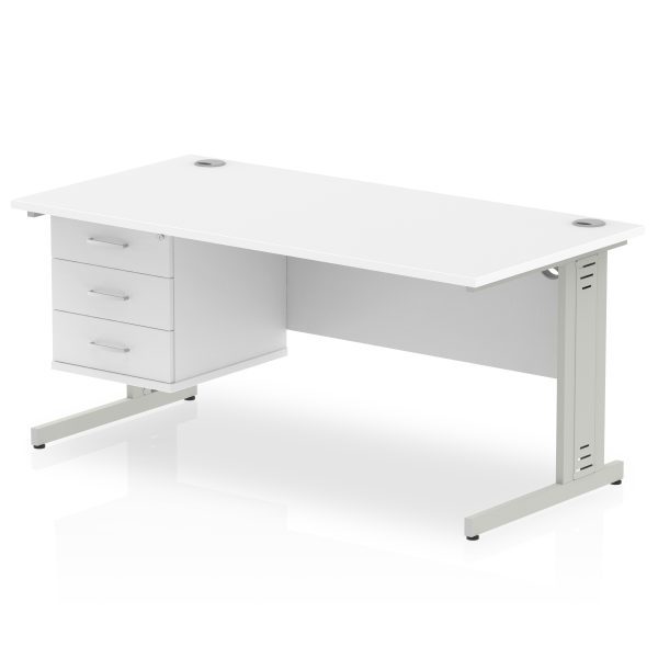 Pulse 1600mm Cable Managed Straight Desk With Single Fixed Pedestal - Image 39