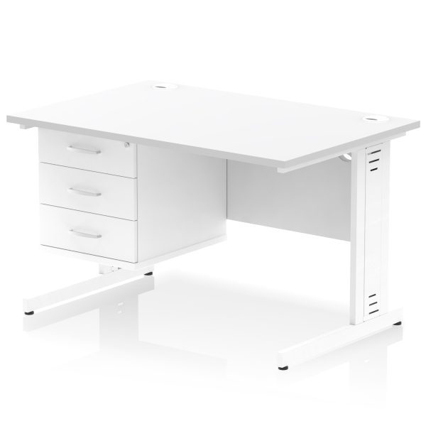 Pulse 1200mm Cable Managed Straight Desk With Single Fixed Pedestal - Image 24