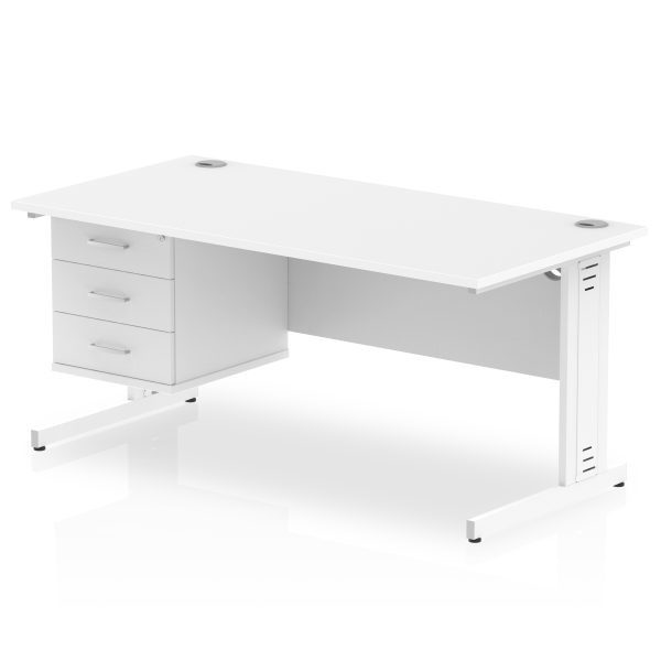 Pulse 1600mm Cable Managed Straight Desk With Single Fixed Pedestal - Image 43