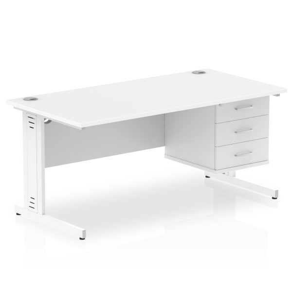 Pulse 1600mm Cable Managed Straight Desk With Single Fixed Pedestal - Image 44