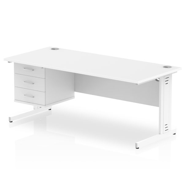 Pulse 1800mm Cable Managed Straight Desk With Single Fixed Pedestal - Image 43