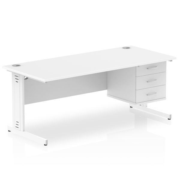 Pulse 1800mm Cable Managed Straight Desk With Single Fixed Pedestal - Image 44