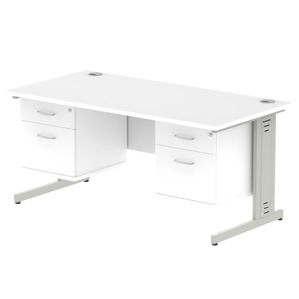 Pulse 1600mm Cable Managed Straight Desk With Two Fixed Pedestal - Image 41