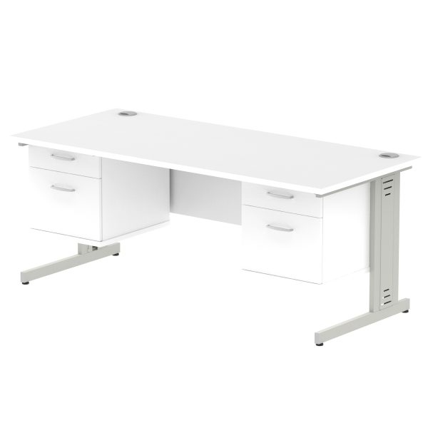 Pulse 1800mm Cable Managed Straight Desk With Two Fixed Pedestal - Image 41