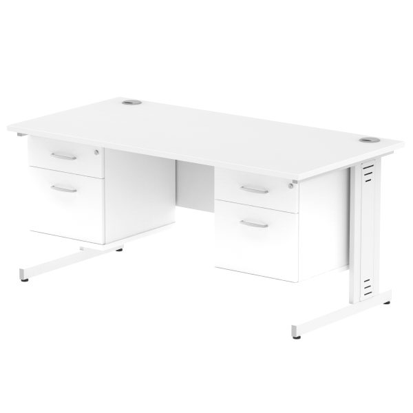 Pulse 1600mm Cable Managed Straight Desk With Two Fixed Pedestal - Image 45