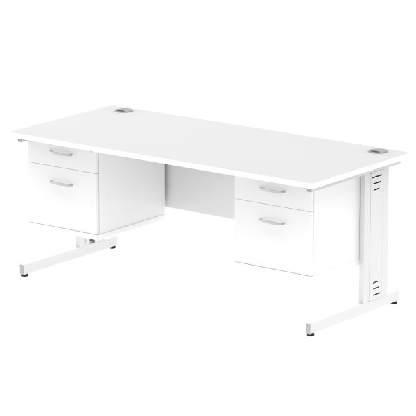 Pulse 1800mm Cable Managed Straight Desk With Two Fixed Pedestal - Image 42