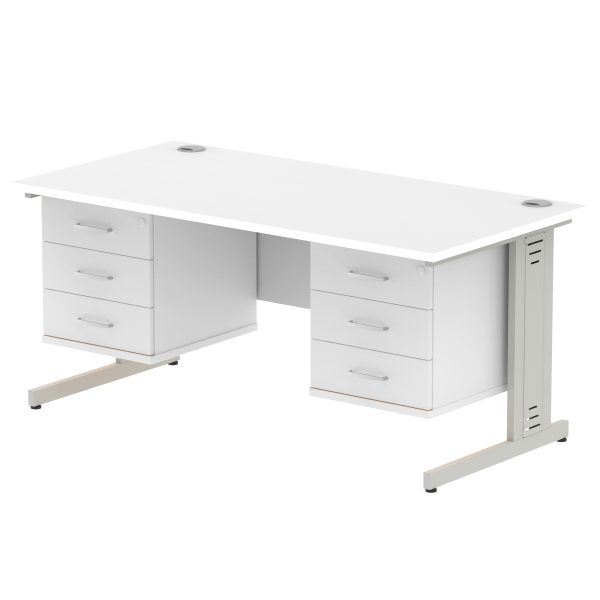 Pulse 1600mm Cable Managed Straight Desk With Two Fixed Pedestal - Image 42