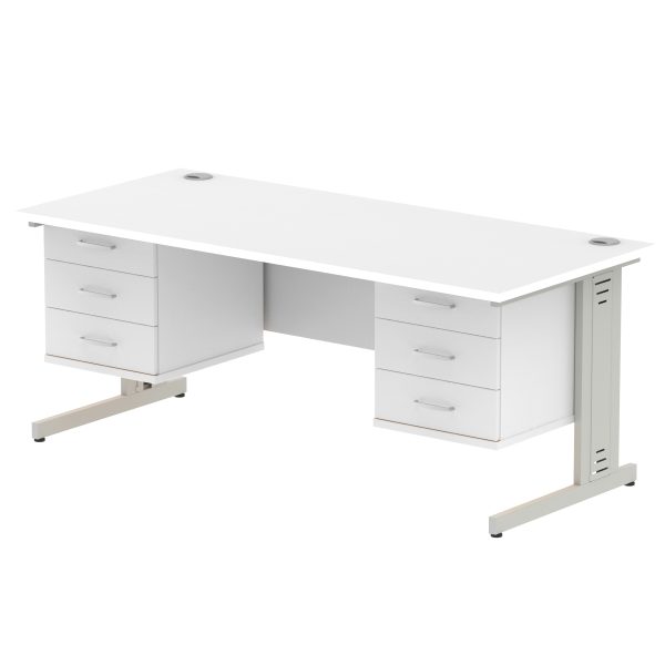 Pulse 1800mm Cable Managed Straight Desk With Two Fixed Pedestal - Image 43