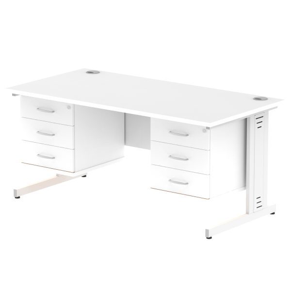 Pulse 1600mm Cable Managed Straight Desk With Two Fixed Pedestal - Image 46