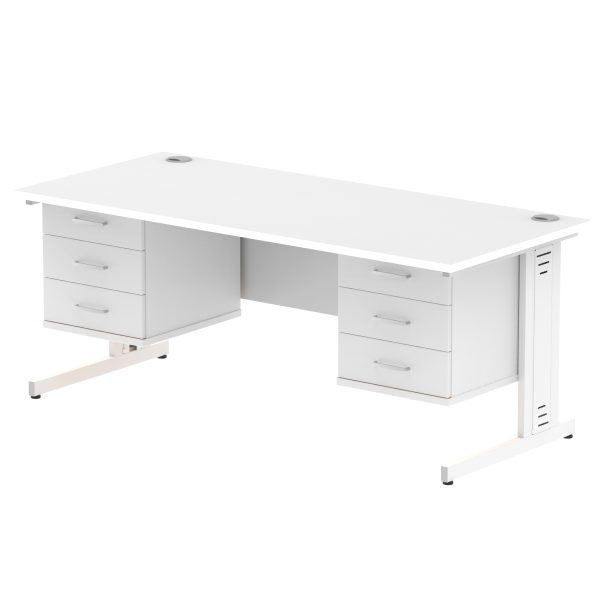 Pulse 1800mm Cable Managed Straight Desk With Two Fixed Pedestal - Image 44