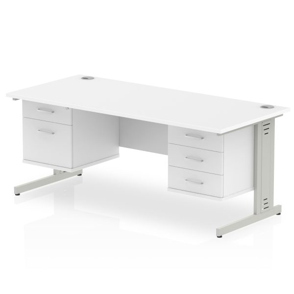 Pulse 1800mm Cable Managed Straight Desk With Two Fixed Pedestal - Image 45