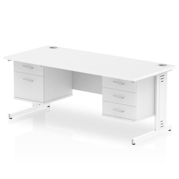 Pulse 1600mm Cable Managed Straight Desk With Two Fixed Pedestal - Image 43