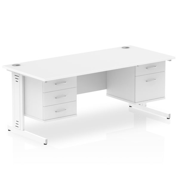 Pulse 1600mm Cable Managed Straight Desk With Two Fixed Pedestal - Image 44