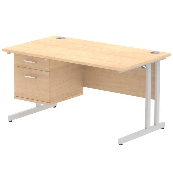 Pulse 1400mm Cantilever Straight Desk With Single Fixed Pedestal - Image 17