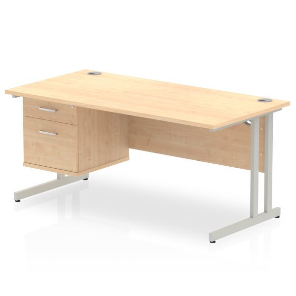 Pulse 1600mm Cantilever Straight Desk With Single Fixed Pedestal - Image 29