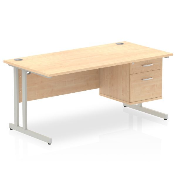 Pulse 1600mm Cantilever Straight Desk With Single Fixed Pedestal - Image 30