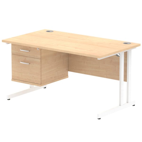 Pulse 1400mm Cantilever Straight Desk With Single Fixed Pedestal - Image 5