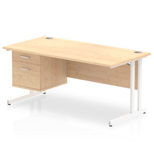 Pulse 1600mm Cantilever Straight Desk With Single Fixed Pedestal - Image 7