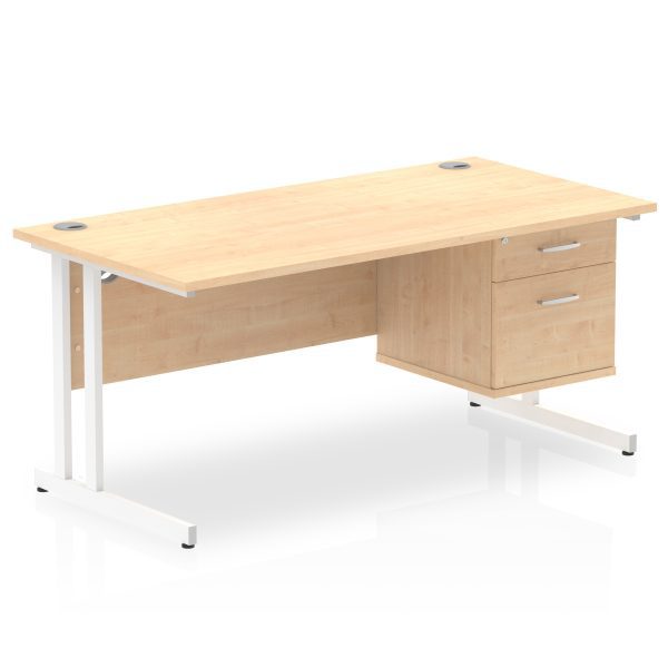 Pulse 1600mm Cantilever Straight Desk With Single Fixed Pedestal - Image 8
