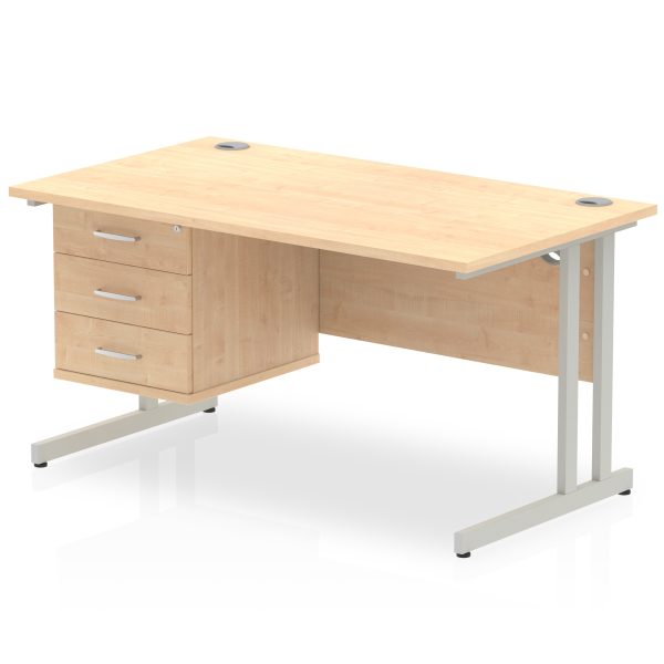 Pulse 1400mm Cantilever Straight Desk With Single Fixed Pedestal - Image 18