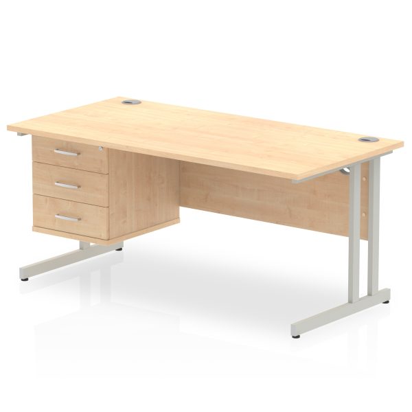 Pulse 1600mm Cantilever Straight Desk With Single Fixed Pedestal - Image 31