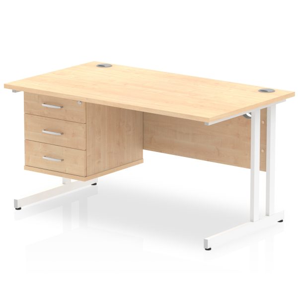 Pulse 1400mm Cantilever Straight Desk With Single Fixed Pedestal - Image 6