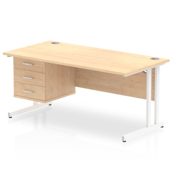 Pulse 1600mm Cantilever Straight Desk With Single Fixed Pedestal - Image 9