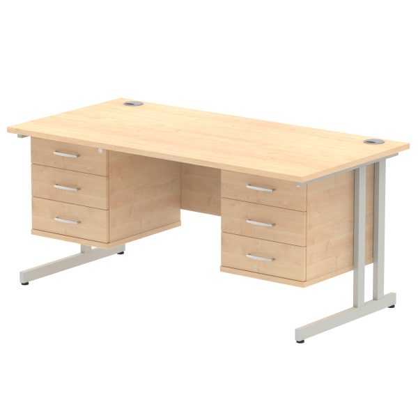 Pulse 1600mm Cantilever Straight Desk With Two Fixed Pedestal - Image 33
