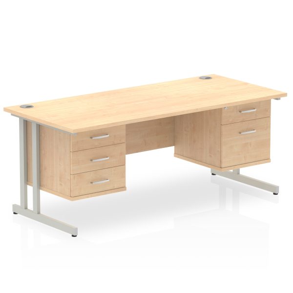 Pulse 1600mm Cantilever Straight Desk With Two Fixed Pedestal - Image 31