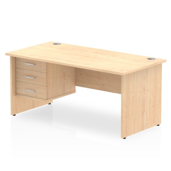 Pulse 1600mm Panel End Straight Desk With Single Fixed Pedestal - Image 13