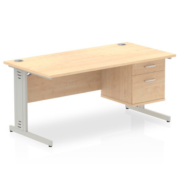 Pulse 1600mm Cable Managed Straight Desk With Single Fixed Pedestal - Image 14