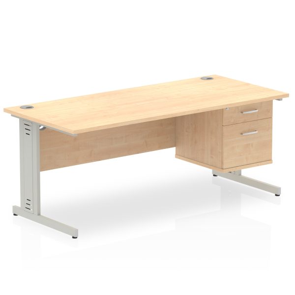 Pulse 1800mm Cable Managed Straight Desk With Single Fixed Pedestal - Image 14
