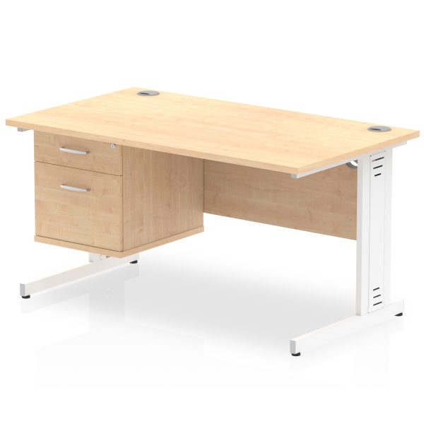 Pulse 1400mm Cable Managed Straight Desk With Single Fixed Pedestal - Image 11