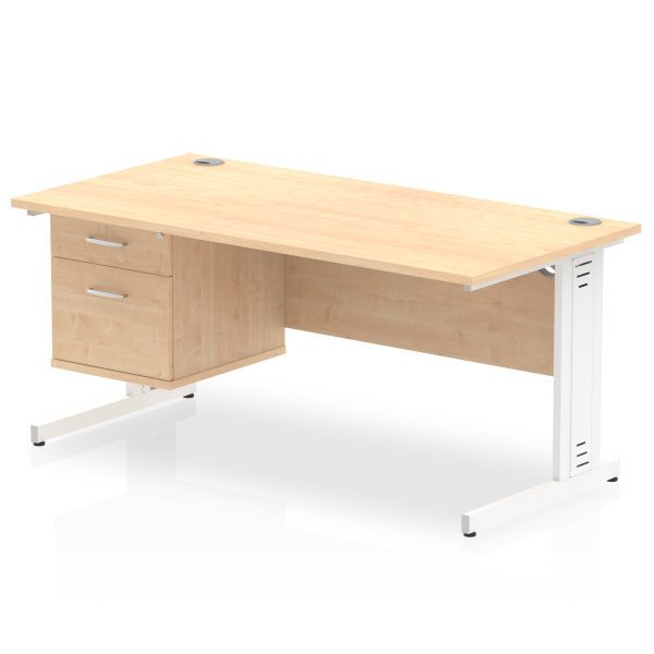 Pulse 1600mm Cable Managed Straight Desk With Single Fixed Pedestal - Image 17