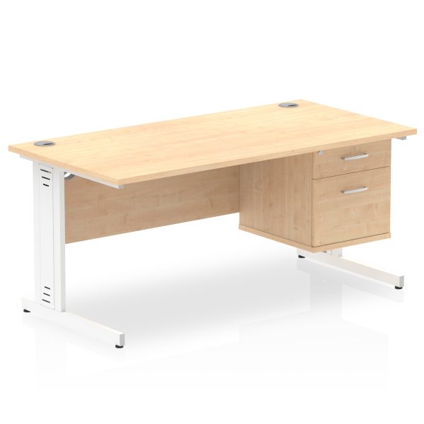 Pulse 1600mm Cable Managed Straight Desk With Single Fixed Pedestal - Image 18