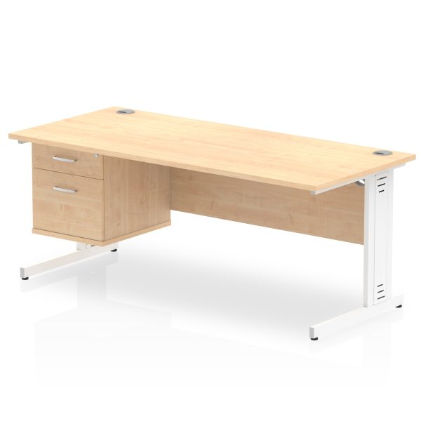 Pulse 1800mm Cable Managed Straight Desk With Single Fixed Pedestal - Image 15