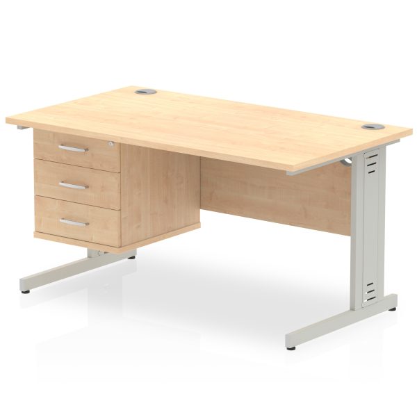 Pulse 1400mm Cable Managed Straight Desk With Single Fixed Pedestal - Image 10